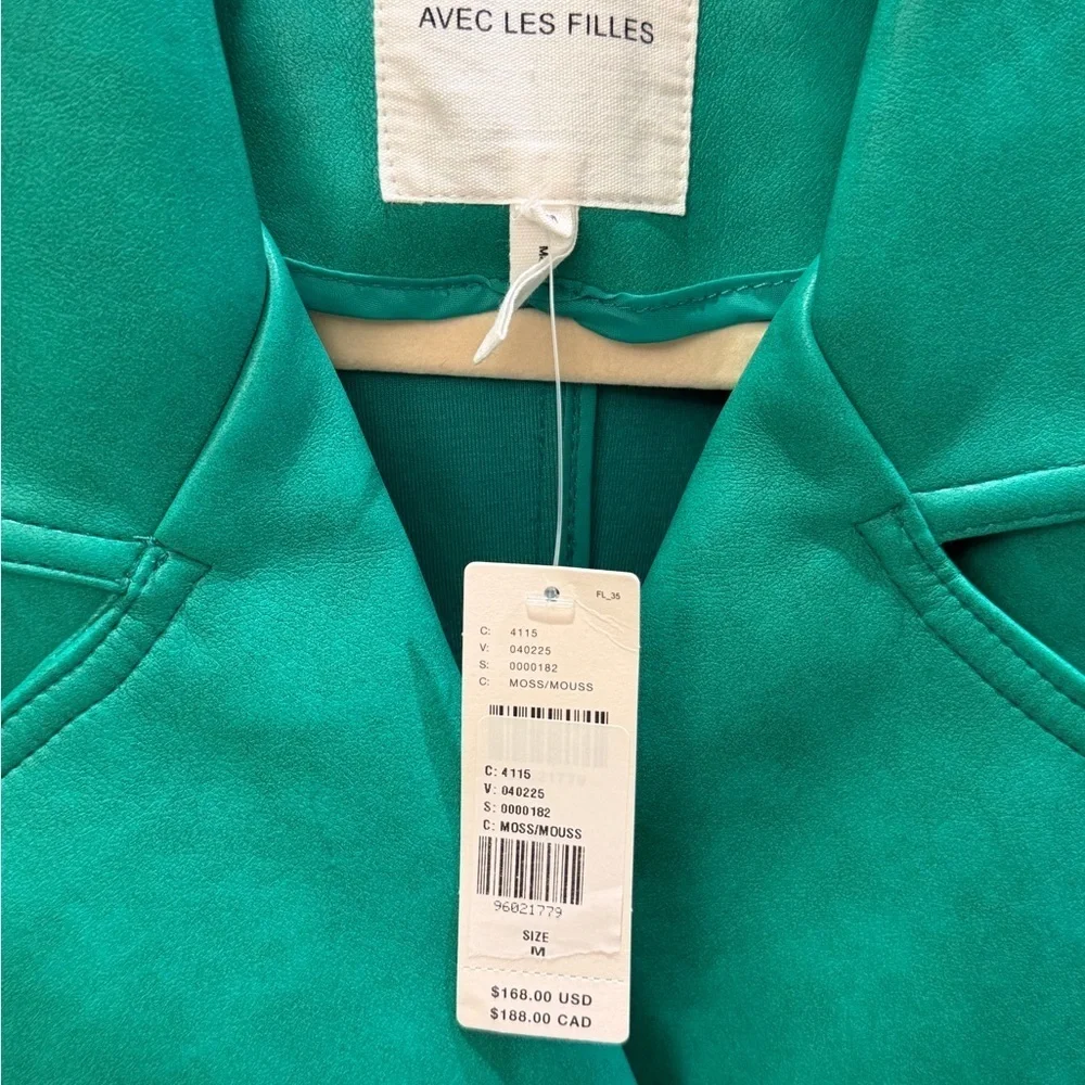 NWT new medium Anthropologie avec les fillies faux leather peacoat jacket green